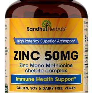Zinc 50mg Supplement 120 Vegetarian Capsules, Zinc Highly Absorbable Supplements