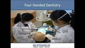 What are the steps in four-handed dentistry?