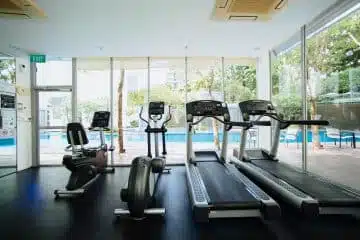 A gym with exercise equipment Description automatically generated with medium confidence