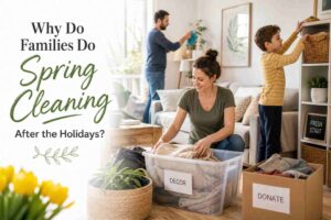 Discover why families do spring cleaning after the holidays—declutter decorations, reorganize storage, refresh your home, and start the new season feeling clean, calm, and prepared.